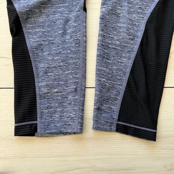 Nike Pro Leggings Heathered Blue Gray Black Mesh Paneled Women’s XL Big Swoosh - Picture 7 of 11